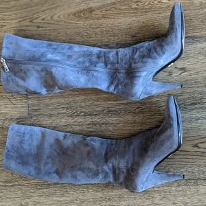 Tall suede gray Prada boots